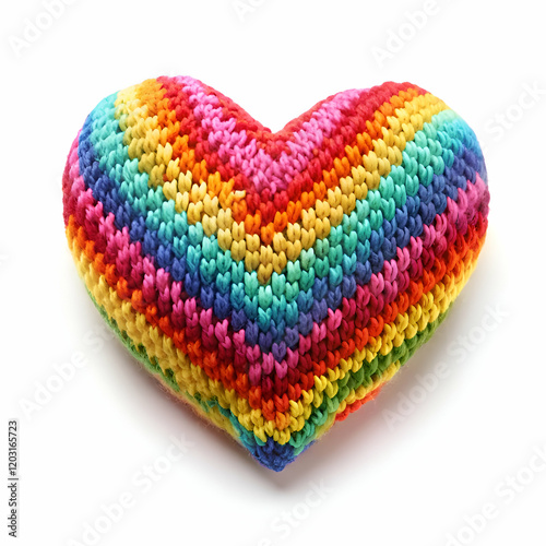 Vibrant Rainbow Knitted Heart. Handmade with Love