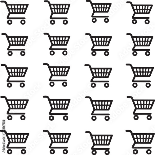 Pixel perfect thin line icon set of shopping cart trolley basket. Isolated on a transparent background. Simple flat design