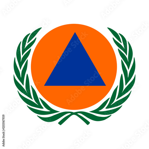 civil defense day symbol, triangle in circle