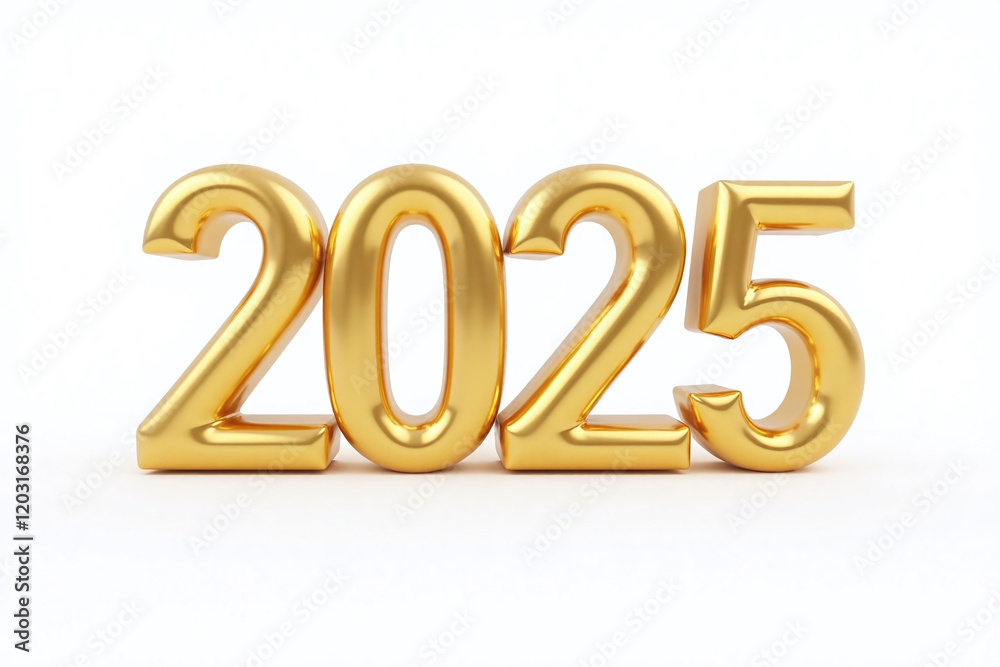 bold 2025 in shiny metallic finish on clean white background bold 2025 in shiny metallic finish on clean white background