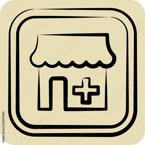Icon Pharmacy. related to Public symbol. hand drawn style. design editable