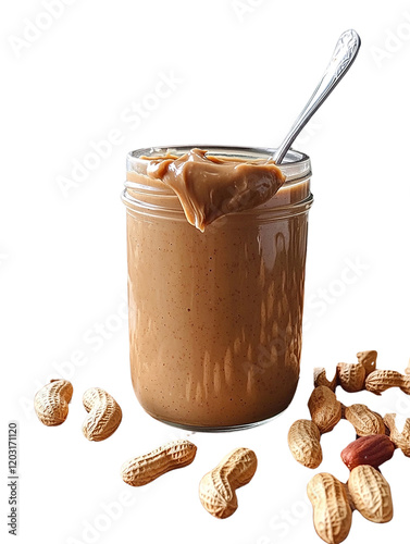 Delicious peanut butter spread kitchen food photography cozy home environment close-up view culinary delight