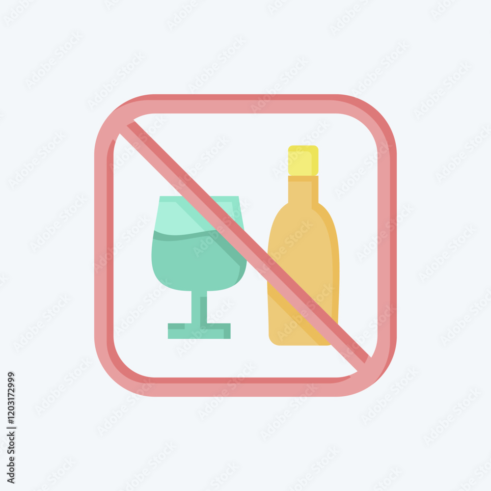 Icon No Alcohol. related to Public symbol. flat style. design editable Icon No Alcohol. related to Public symbol. flat style. design editable