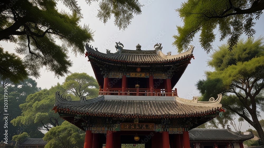 Chinese traditional temple with the natural environment Chinese traditional temple with the natural environment
