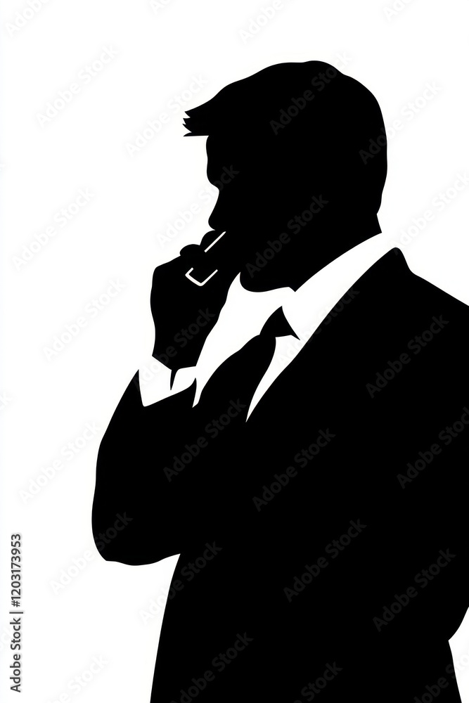 Businessman silhouette talking on phone