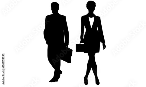 Business style - shillouette of a character couple business