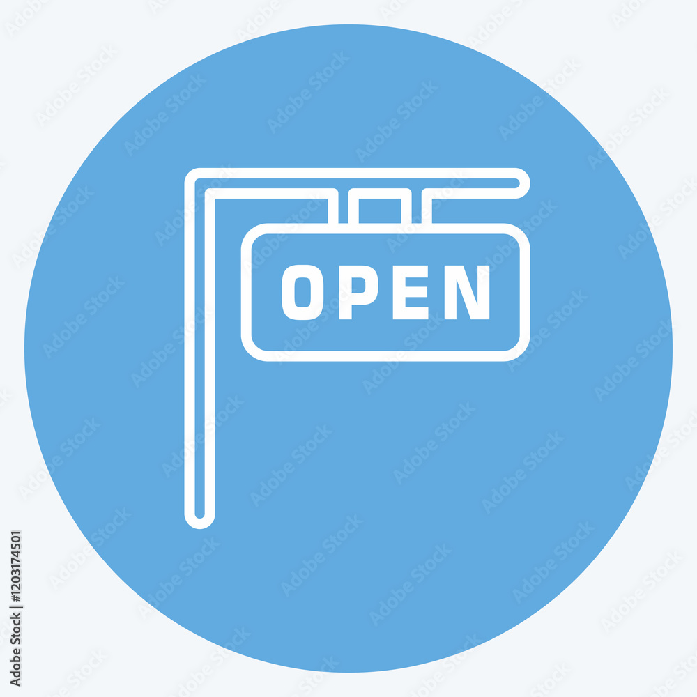 Icon Open House. suitable for education symbol. blue eyes style. simple design editable Icon Open House. suitable for education symbol. blue eyes style. simple design editable