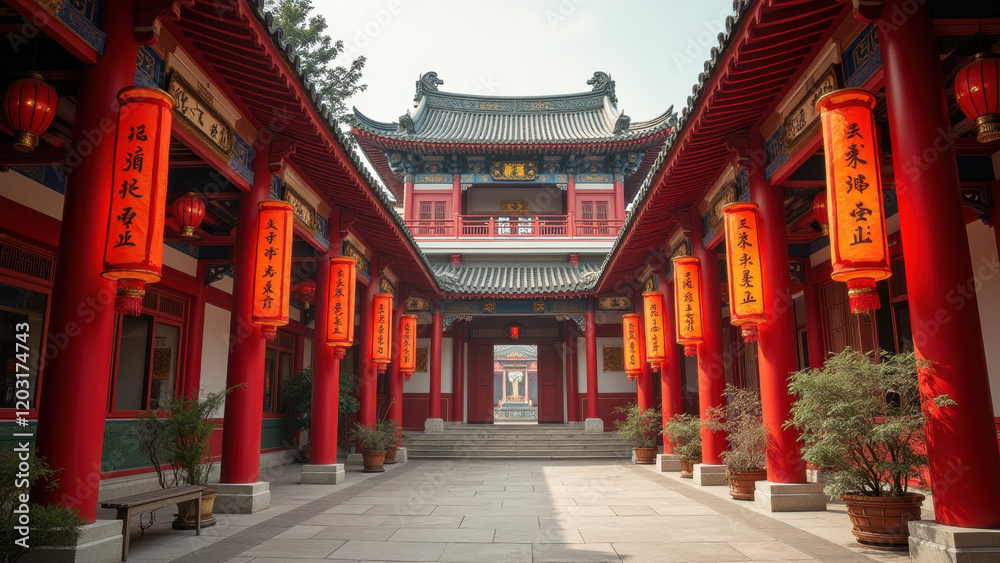 Red Chinese Temple Courtyard Architecture - Asian Architecture Red Chinese Temple Courtyard Architecture - Asian Architecture