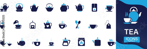 tea cup kettle pot icon set You can easily change the color.