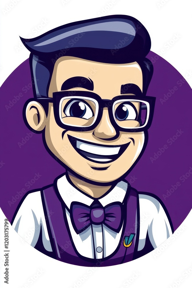 Cartoon avatar of smiling man in glasses Cartoon avatar of smiling man in glasses
