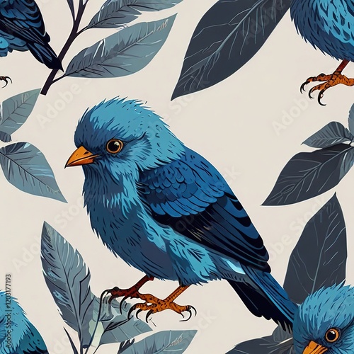 3D blue birdcolorful drawing illustration photo