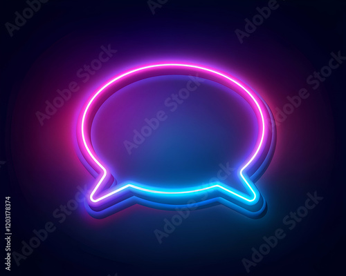 Neon Speech Bubble. Glowing Communication Concept