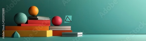 geometry flat design front view educational theme 3D render