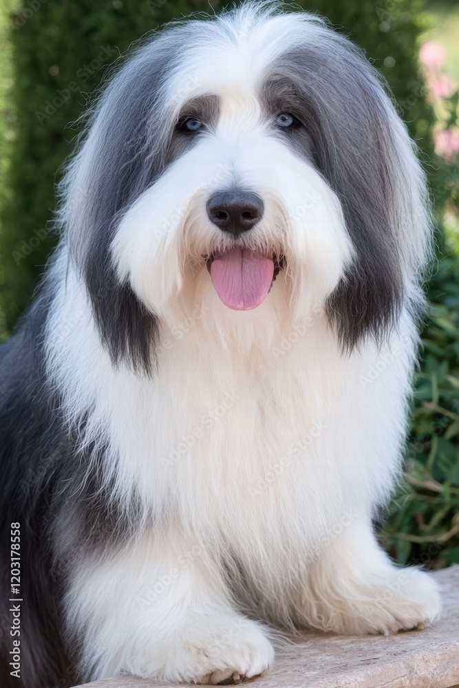 Charming Bearded Collie with Beautiful Coat and Bright Smile Charming Bearded Collie with Beautiful Coat and Bright Smile
