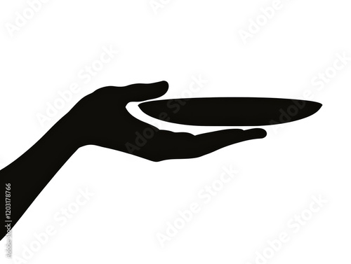 Isolated Silhouette Hand with Thin Plate