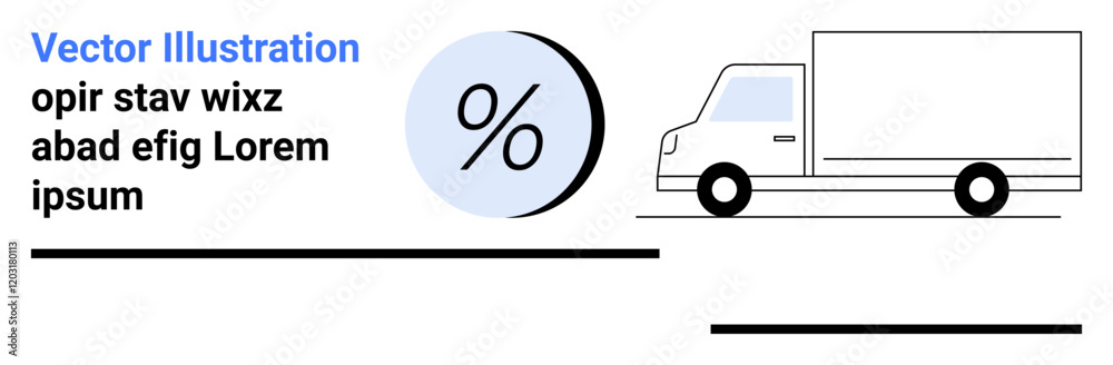 Modern, simple graphic of a truck next to a percentage symbol. Ideal for logistics, e-commerce, delivery, promotions, shipping cost calculations, marketing, and business analysis. Landing page Modern, simple graphic of a truck next to a percentage symbol. Ideal for logistics, e-commerce, delivery, promotions, shipping cost calculations, marketing, and business analysis. Landing page