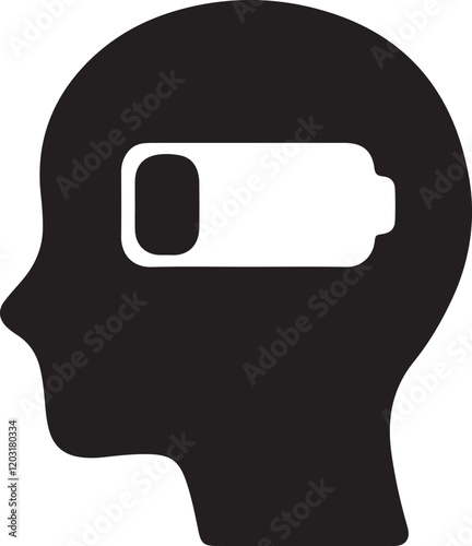 An illustration of a silhouette of a battery with a weak charge symbol inside