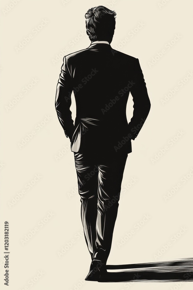 Man walking away in stylish suit