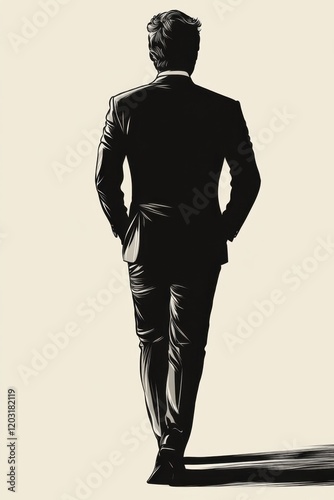 Obraz na płótnie Man walking away in stylish suit w salonie