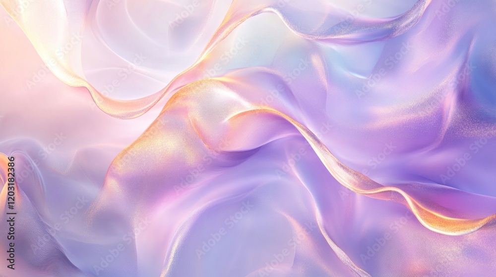 Obraz premium Dreamy abstract design featuring organic shapes in soft pastel tones with light gradients and subtle hints of gold for elegance