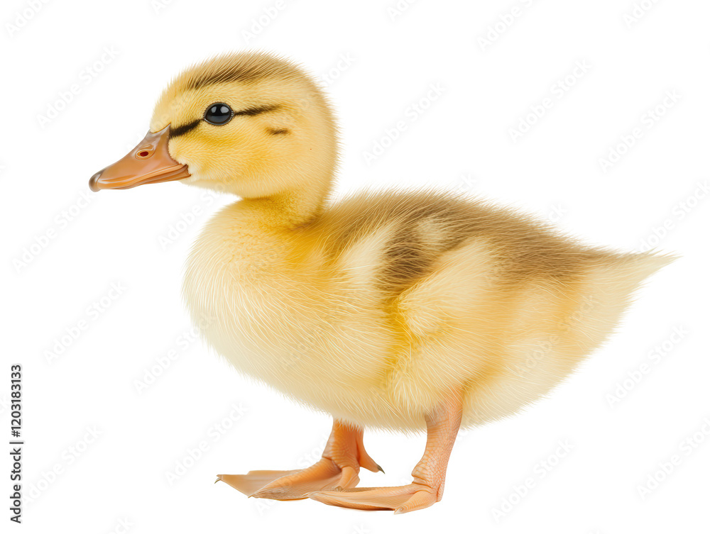 Isolated Yellow and Brown Duckling Standing Isolated Yellow and Brown Duckling Standing
