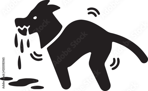 An illustration of a silhouette of a rabid dog
