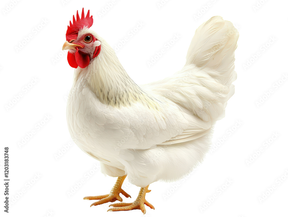 Fototapeta premium Isolated White Chicken Full Body Profile