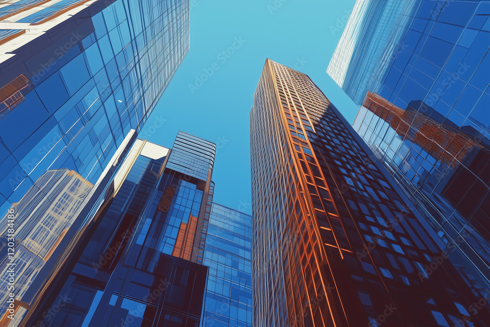 Modern Skyscrapers Against a Blue Sky Modern Skyscrapers Against a Blue Sky