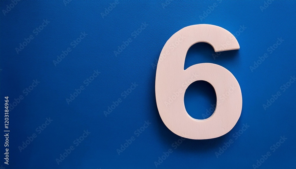 Banner number 6 on blue background, copy space. Generated image Banner number 6 on blue background, copy space. Generated image