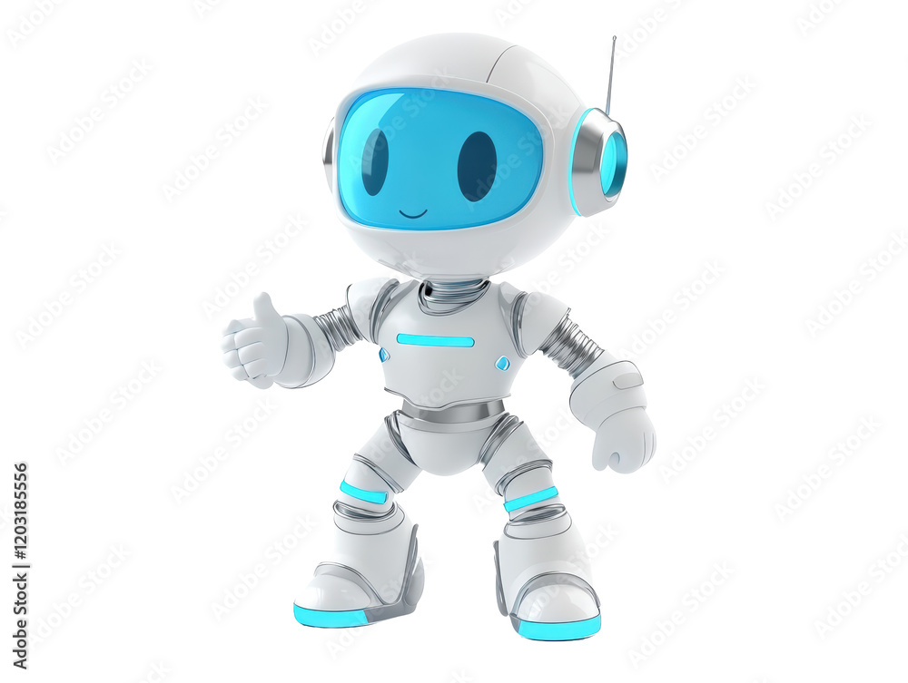 Isolated White Robot Giving Thumbs Up Isolated White Robot Giving Thumbs Up