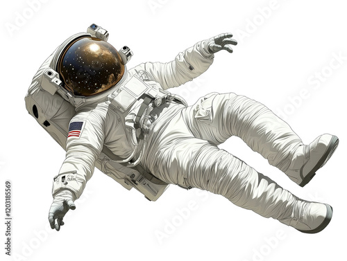 Isolated Floating Astronaut in Space
