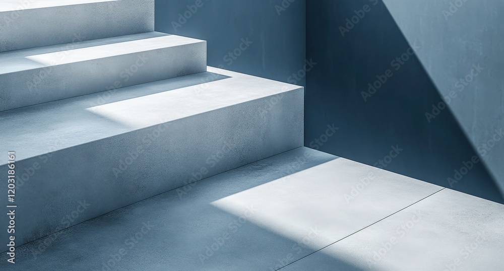 Minimalist Staircase with Geometric Shapes and Soft Shadows Creating a Calm and Modern Atmosphere in a Contemporary Interior Design Setting Minimalist Staircase with Geometric Shapes and Soft Shadows Creating a Calm and Modern Atmosphere in a Contemporary Interior Design Setting