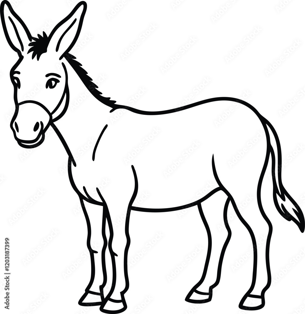 Beautiful animal donkey line art vector artwork illustration Beautiful animal donkey line art vector artwork illustration