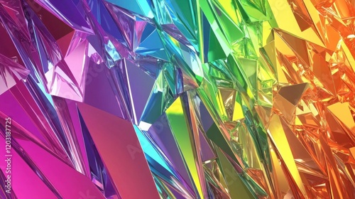 Rainbow wallpaper in low poly style with sharp edges and subtle color blending, creating a unique and artistic geometric background photo