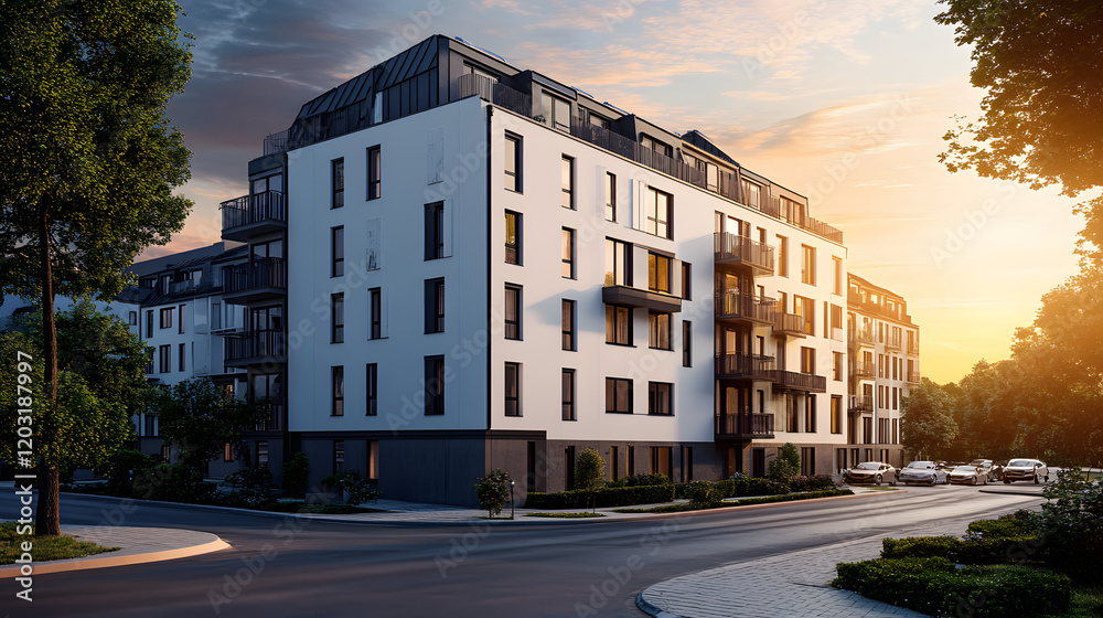 Fototapeta premium Modern new townhouses