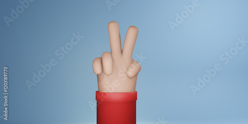 3D Illustration Peace Sign Hand Pose background