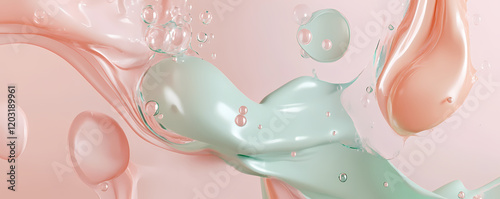 fluid abstract shapes in pastel colors, melting and flowing like liquid paint