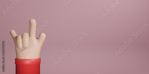 3D Illustration Rock Sign Hand Pose background