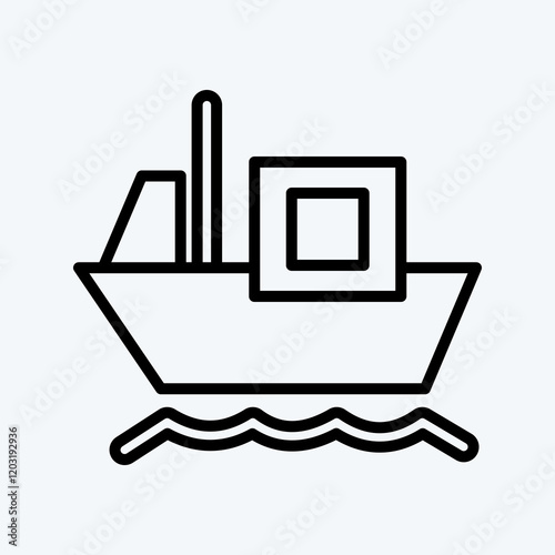 Icon Cargo Barge. suitable for education symbol. line style. simple design editable