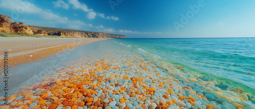 a stunning beach of colorful sometimes transparent_004