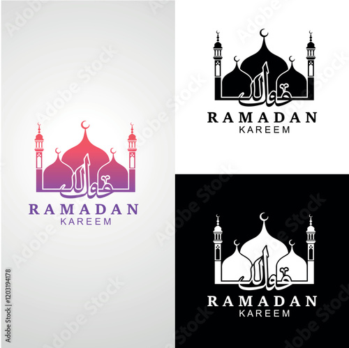 Ramadan kareem design with mosque silhouette