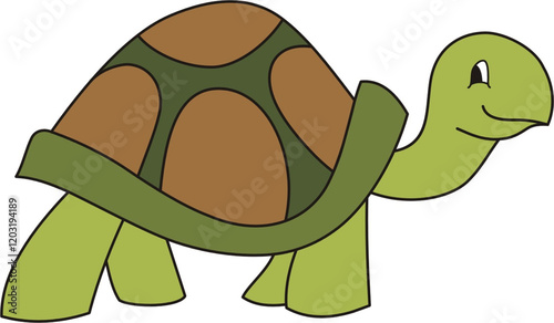 Green Turtle Vector Cartoon Illustration