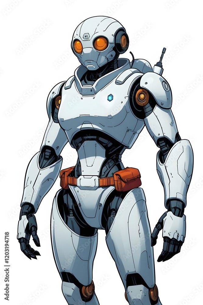 Futuristic humanoid robot with a sleek white and blue design, showcasing advanced technology and artificial intelligence in a sci-fi theme. Futuristic humanoid robot with a sleek white and blue design, showcasing advanced technology and artificial intelligence in a sci-fi theme.