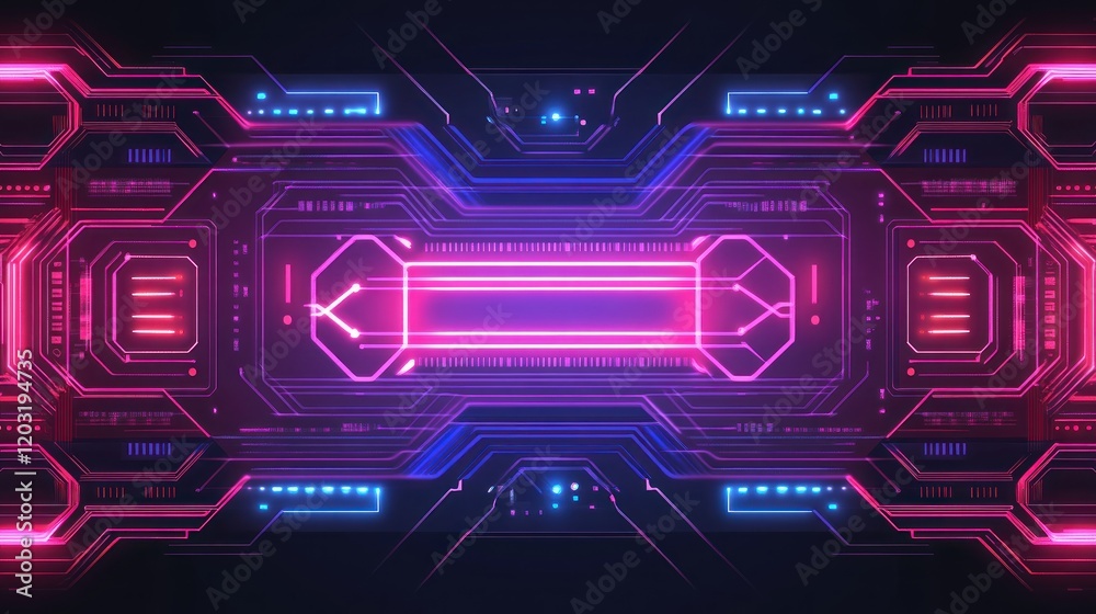 Abstract futuristic technology background with glowing neon lines and digital interface elements. Abstract futuristic technology background with glowing neon lines and digital interface elements.