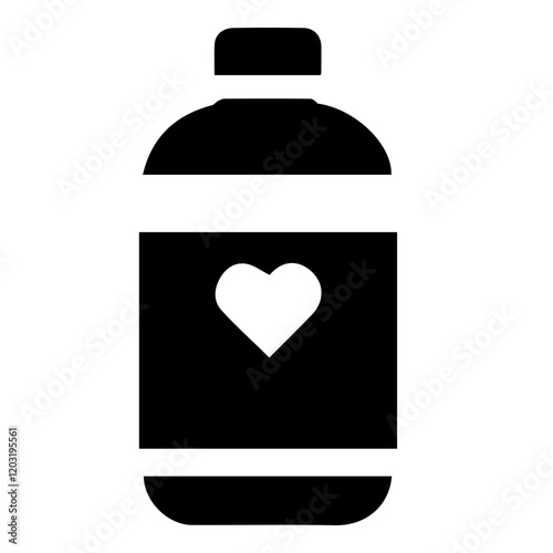 Heart Icon on Medicine Bottle, Black and White, Health Awareness