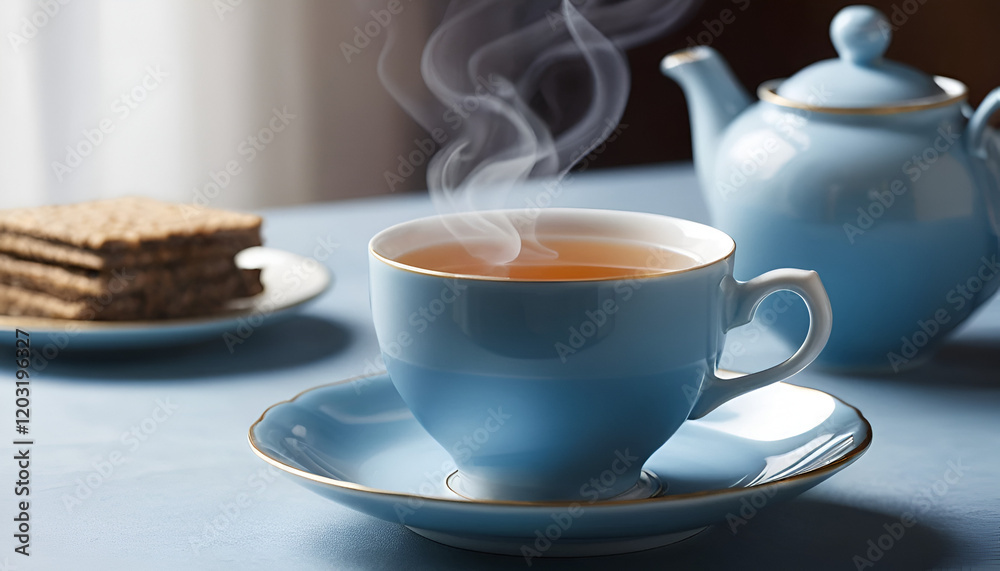 cup of tea somke out on the table cup of tea somke out on the table