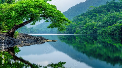 Tranquil Lake in Lush Forest