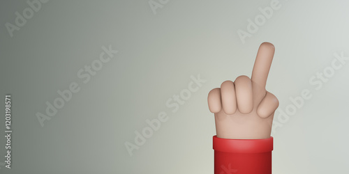3D Illustration Pointing Sign Hand Pose background
