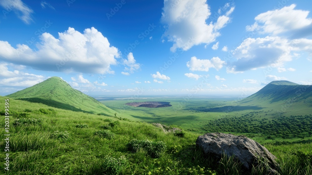 Serene Green Hilltop Landscape