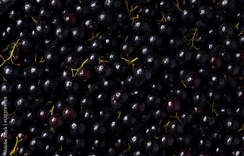 Close-up view of fresh, ripe blackcurrants. Close-up view of fresh, ripe blackcurrants.